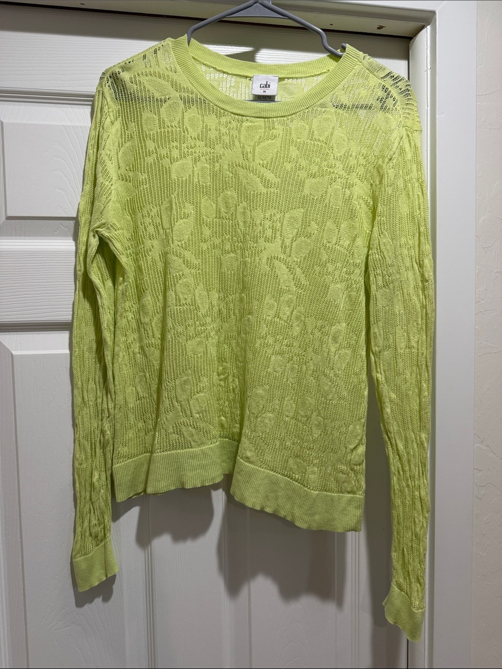 CAbi Lime Green Long Sleeve Lightweight Knit Top